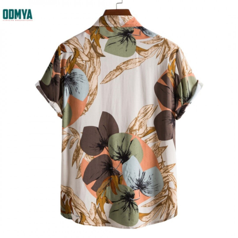 Plant Flower Pattern Men's Casual Short Sleeves Shirt Supplier