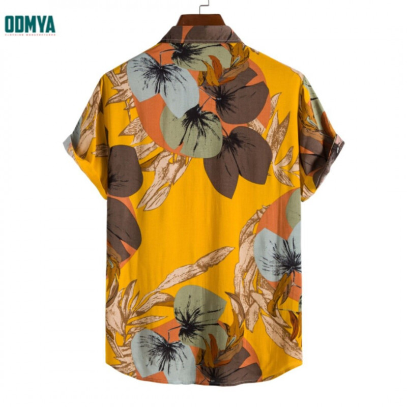 Plant Flower Pattern Men's Casual Short Sleeves Shirt Supplier