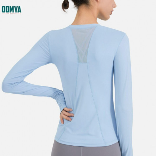 Long Sleeve Round Neck Women Yoga Sports Shirt