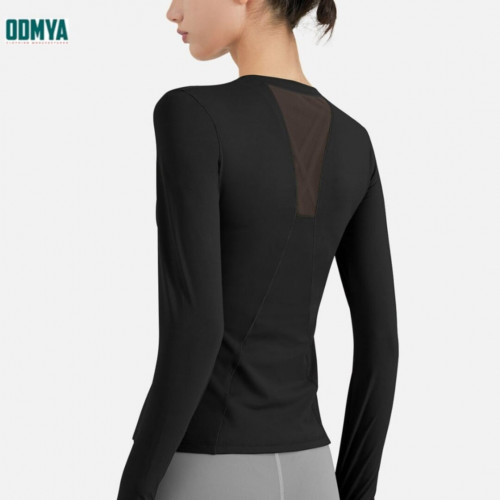 Long Sleeve Round Neck Women Yoga Sports Shirt