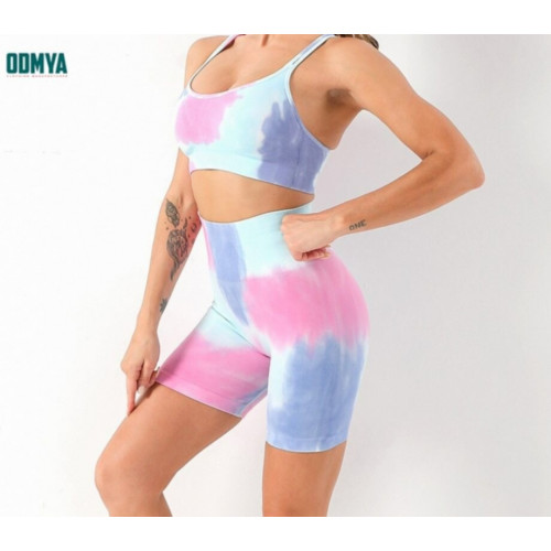 Summer Knitted Tie Dye Yoga Suit Women Sportswear