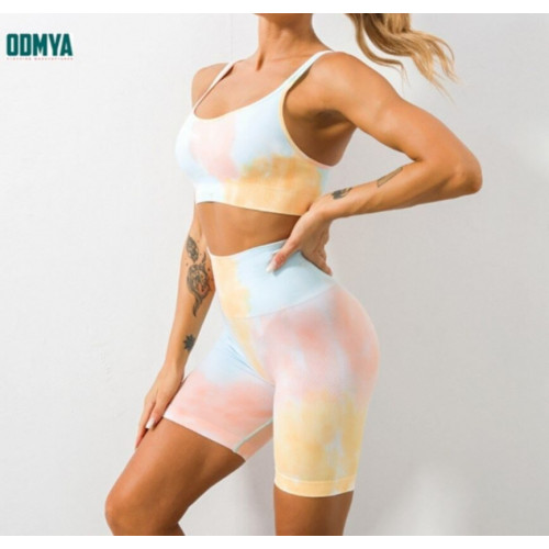 Summer Knitted Tie Dye Yoga Suit Women Sportswear