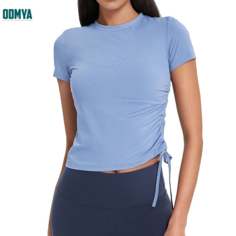 Women Side Tie Outer Wear Sports Yoga T-Shirt Clothes Supplier