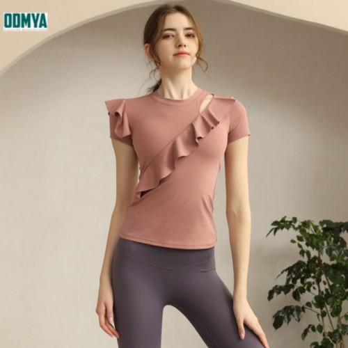 Spring and summer sports fitness yoga suit ruffle top