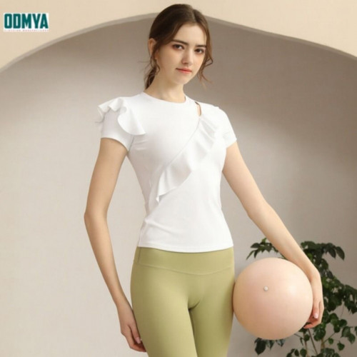 Spring and summer sports fitness yoga suit ruffle top