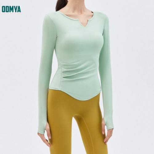 New long-sleeved V-neck fitness top women's yoga suit
