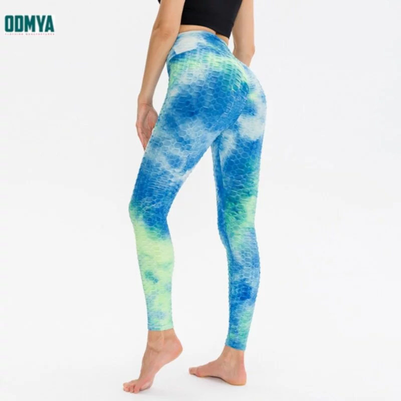 Tie-dye Seamless Yoga Pants Quick-drying Tight Belly Trimming Fitness Pants High Waist Hip Lift