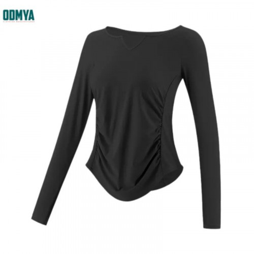 Large round neck quick drying fitness exercise long sleeved top