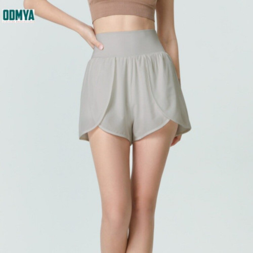 High waisted fake two-piece yoga shorts