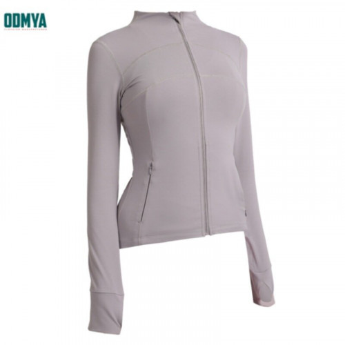 Long sleeved zippered cardigan yoga jacket
