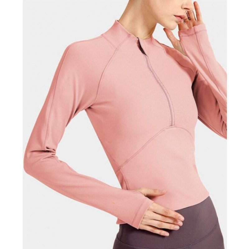 Half Zip Tight Running Yoga Suit Long Sleeve Yoga Jacket Supplier