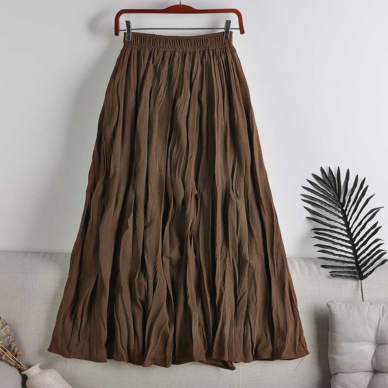 Temperament High Waist Loose Pleated Extended Half Skirt