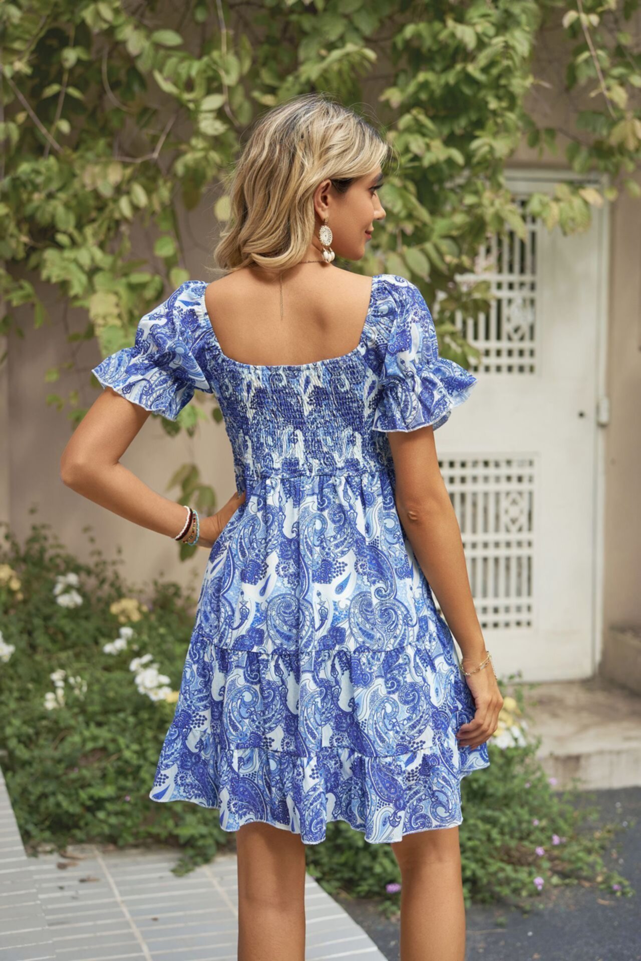Summer Fashion Off Shoulder Print Short Dress