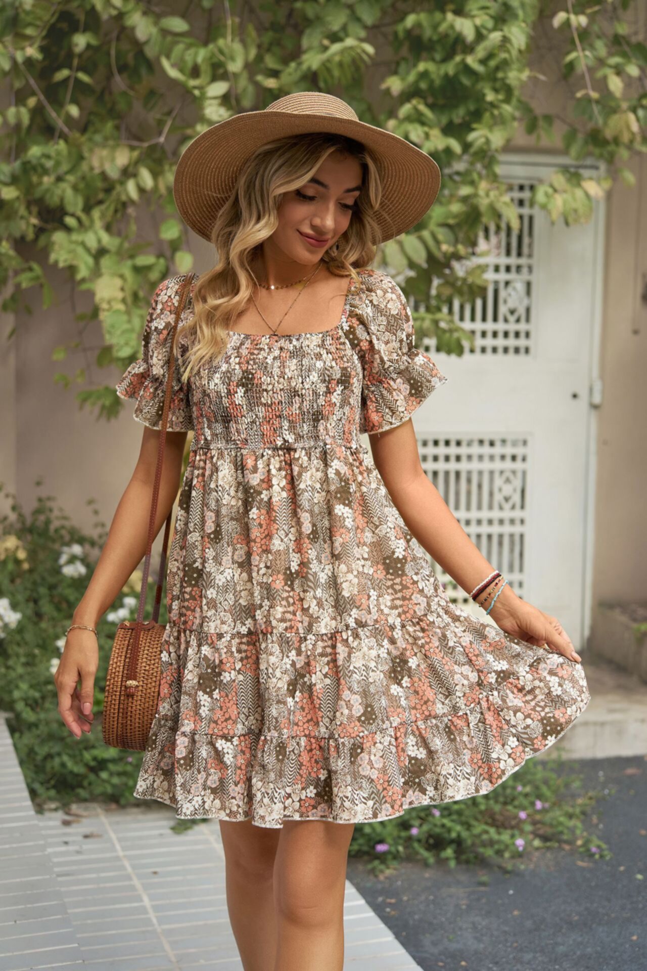 Summer Fashion Off Shoulder Print Short Dress