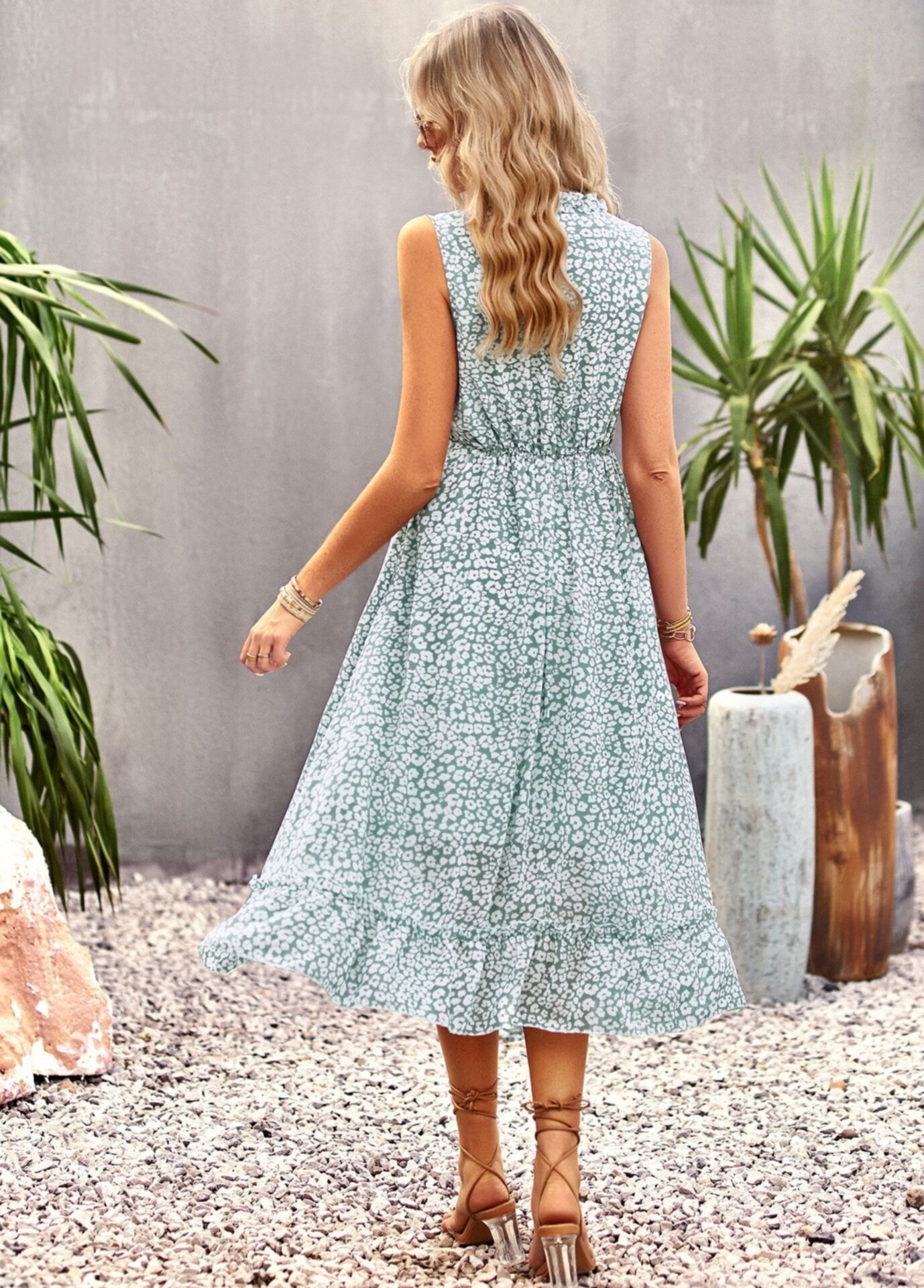 Summer New Sleeveless V-Neck Printed Dress