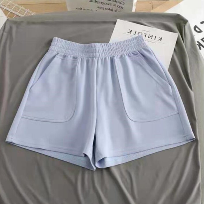 High waisted loose fitting solid color women's sports shorts
