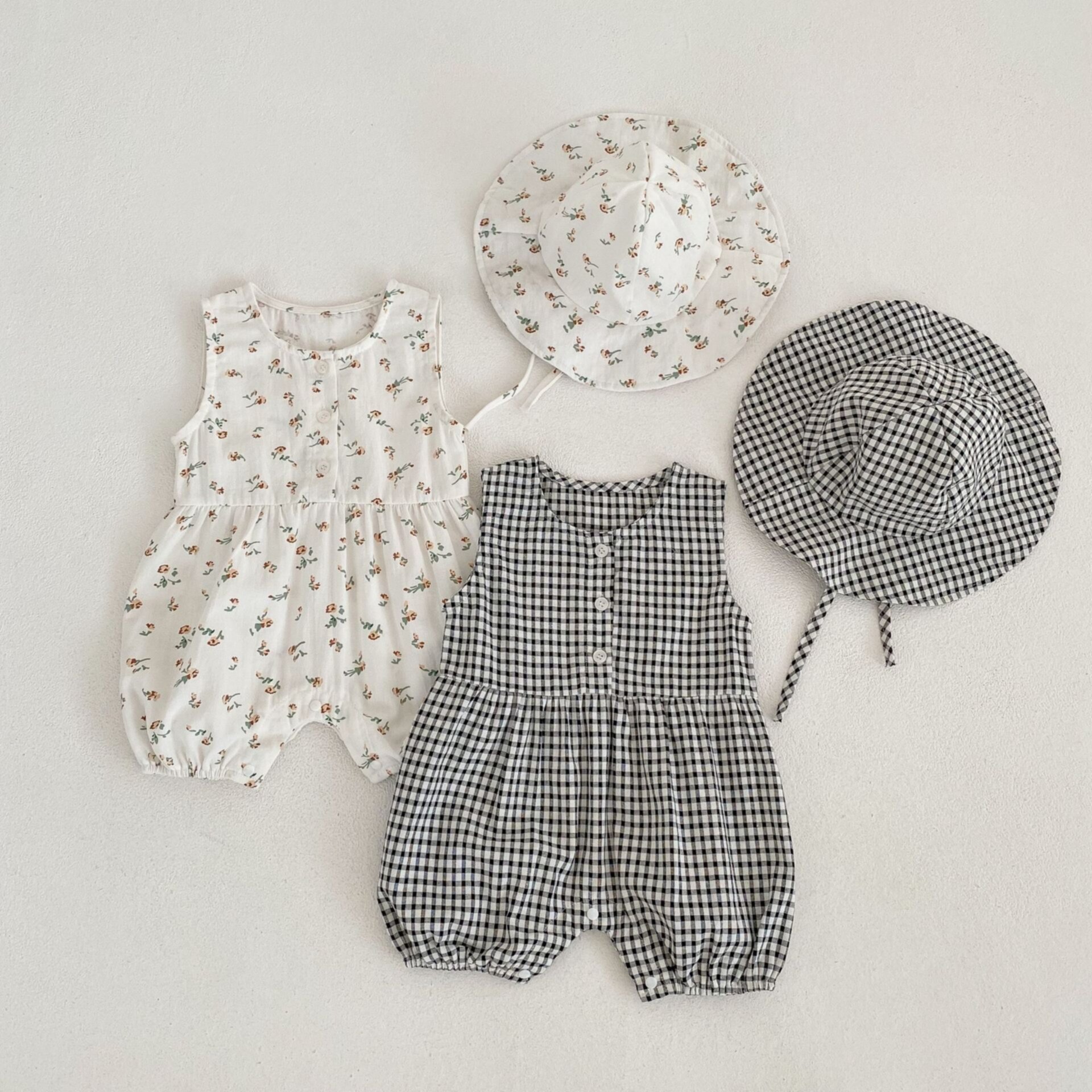 INS Summer Baby Girls' Cute Print Sleeveless Rompers