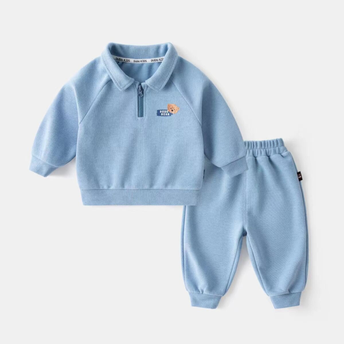 Children's lapel long-sleeved pullover sports suit