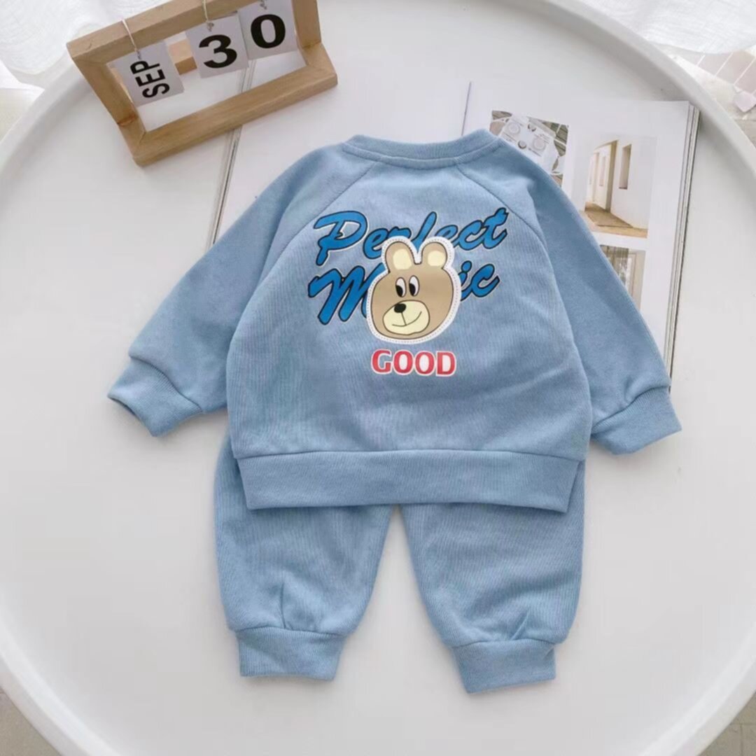 Children's lapel long-sleeved pullover sports suit