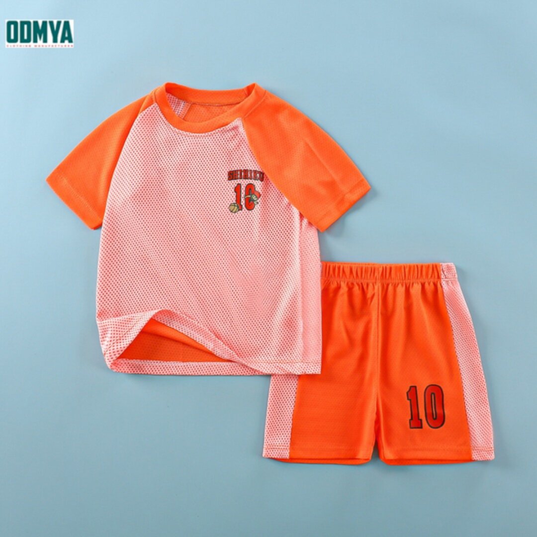 Children's colorful mesh breathable summer sportswear suit