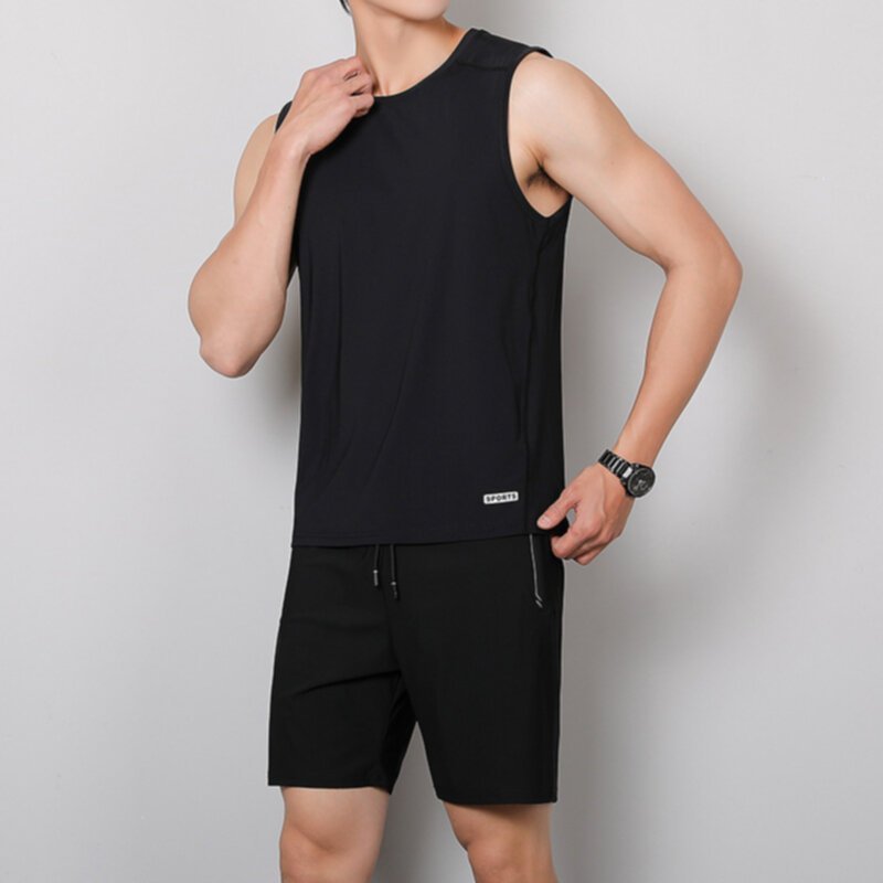 Summer Men's Ice Silk Tank Top And Short Sportsuit