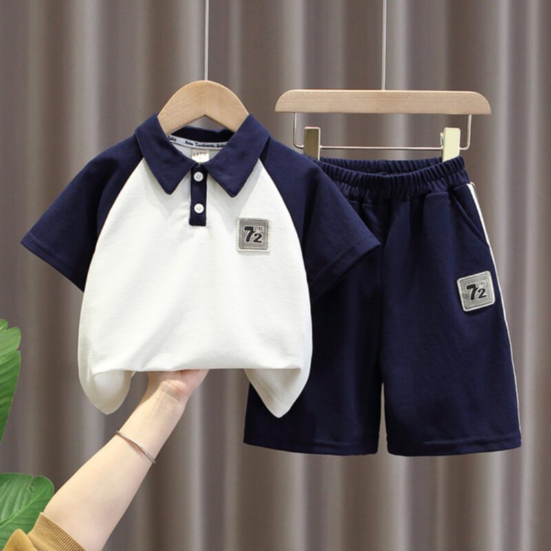 Children's Polo neck short sleeved shorts set