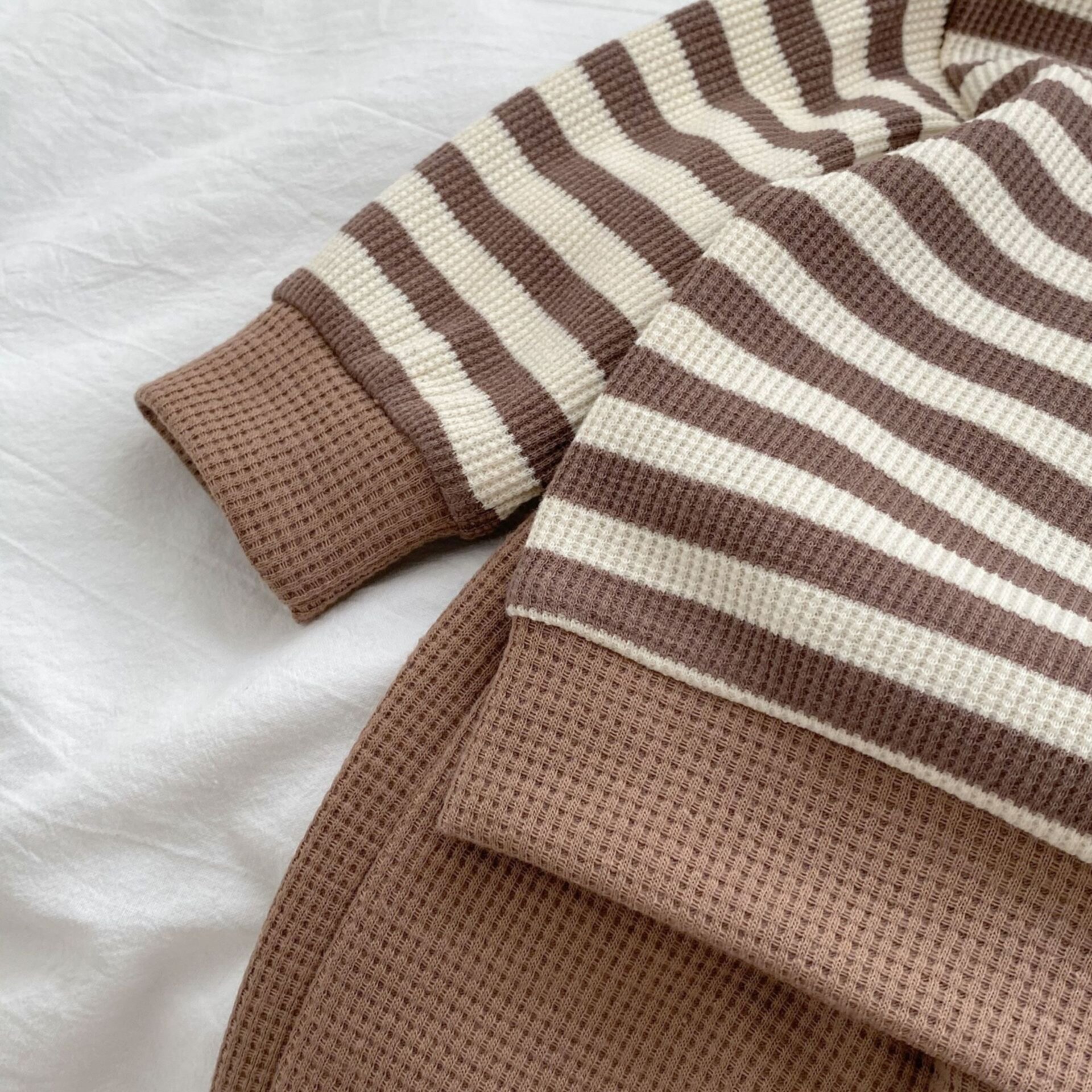 Children's striped pullover sweatshirt set sportswear set