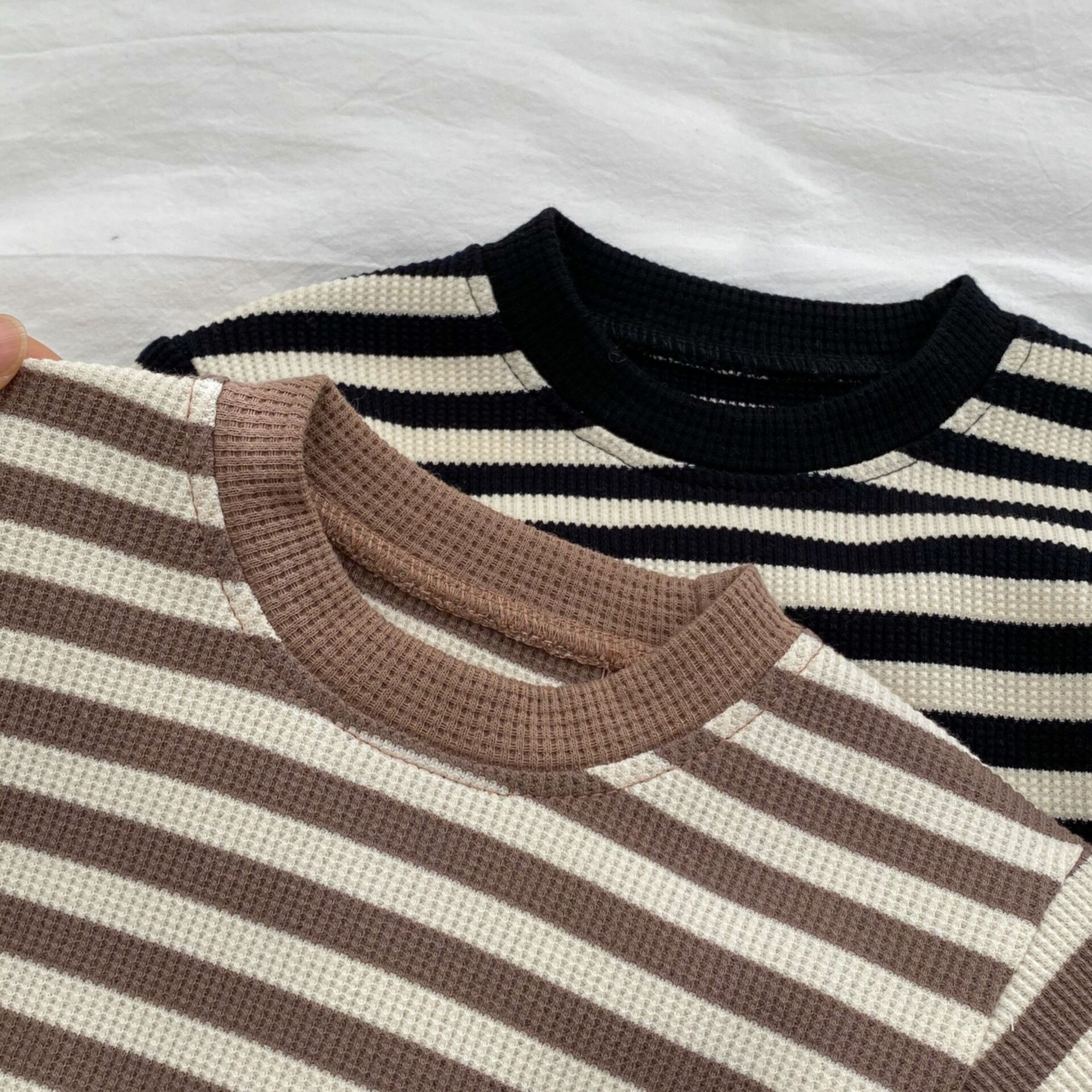 Children's striped pullover sweatshirt set sportswear set