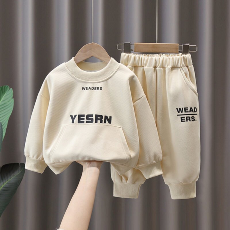 Off white children's casual sports sweater suit