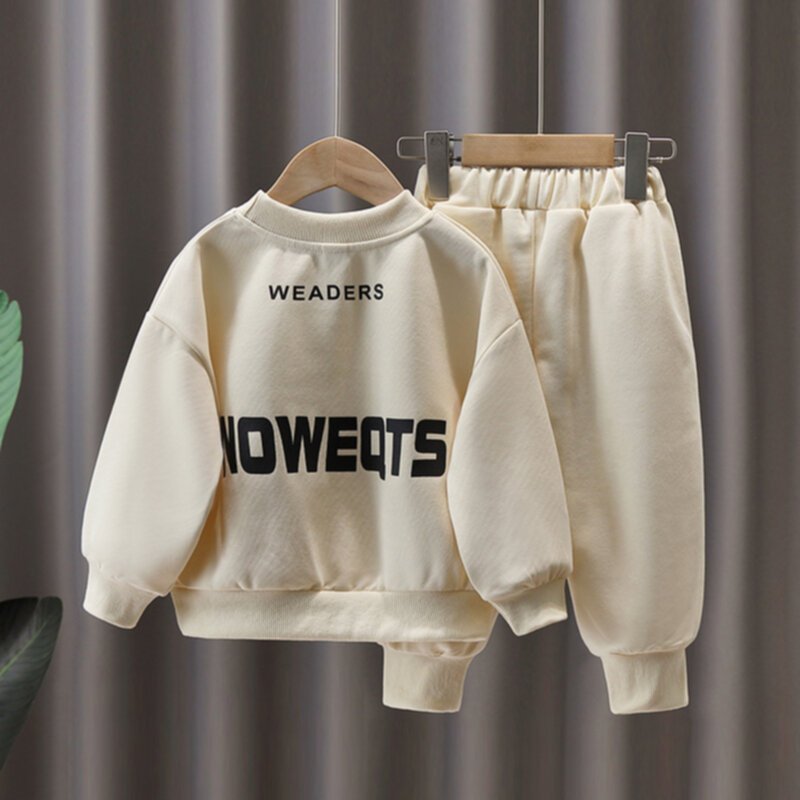 Off white children's casual sports sweater suit