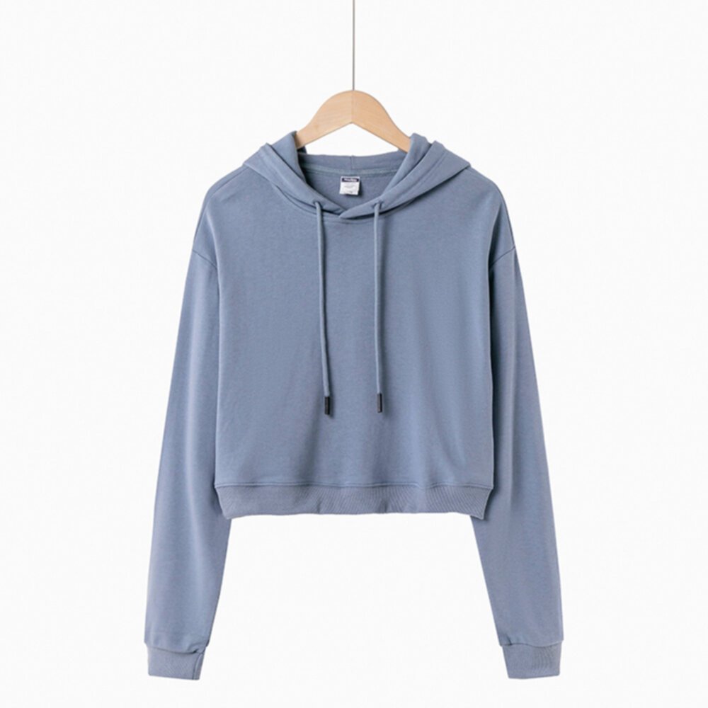 Spring new short women's hooded sweater sports tops