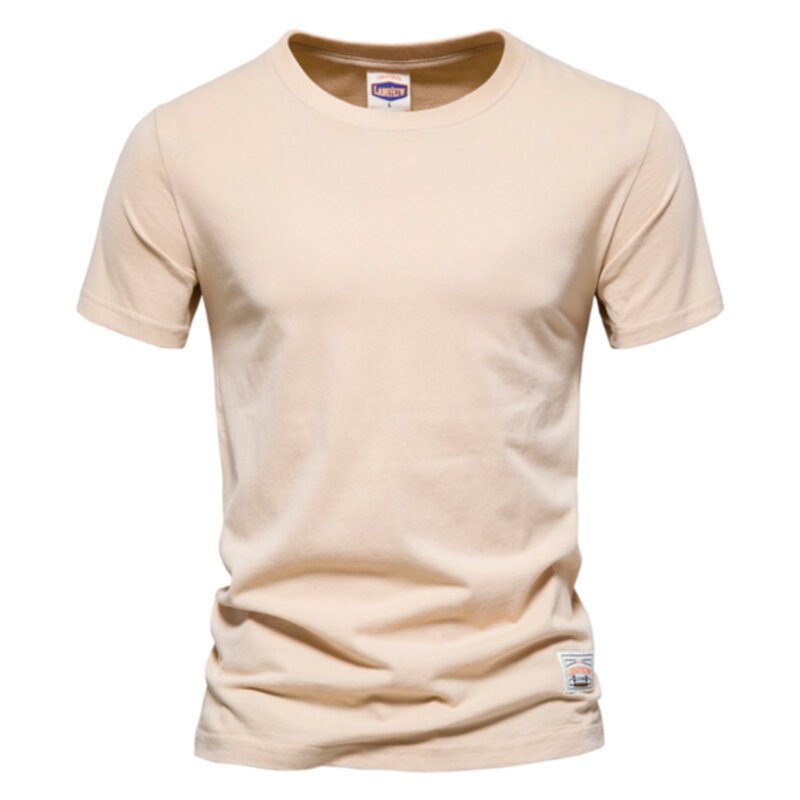 Plain cotton round neck casual short sleeve tops