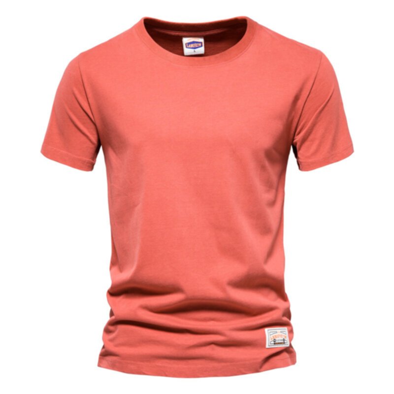 Plain cotton round neck casual short sleeve tops