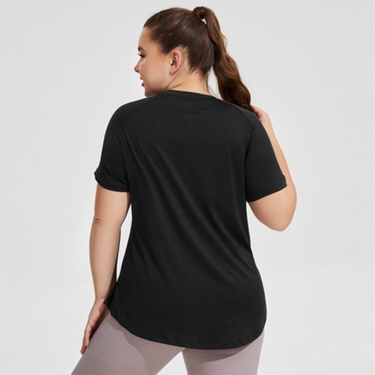 Large long round neck short sleeve women t-shirt