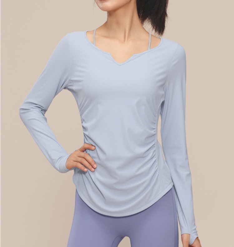 Large round neck quick drying fitness exercise long sleeved top