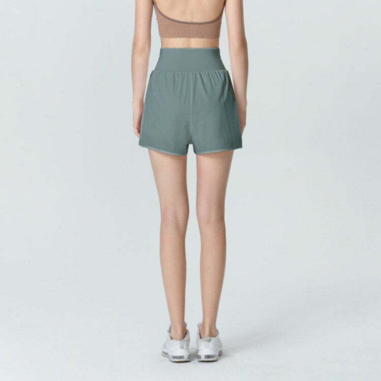 High waisted fake two-piece yoga shorts