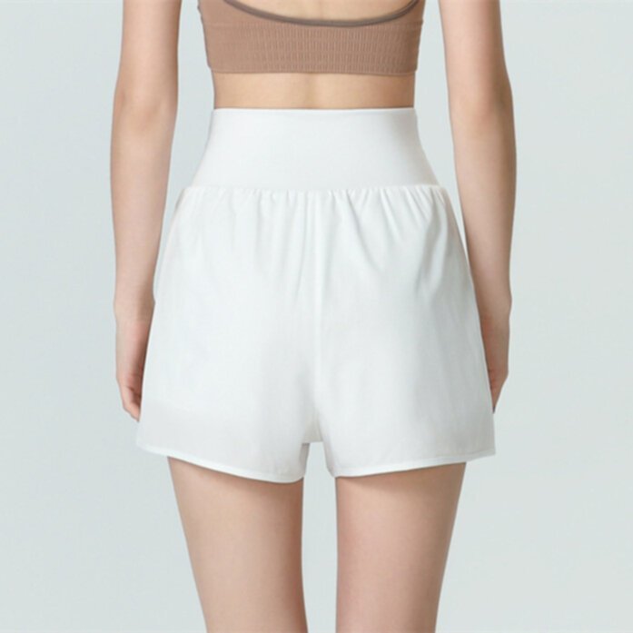 High waisted fake two-piece yoga shorts