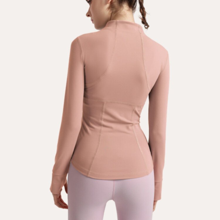 Long sleeved zippered cardigan yoga jacket